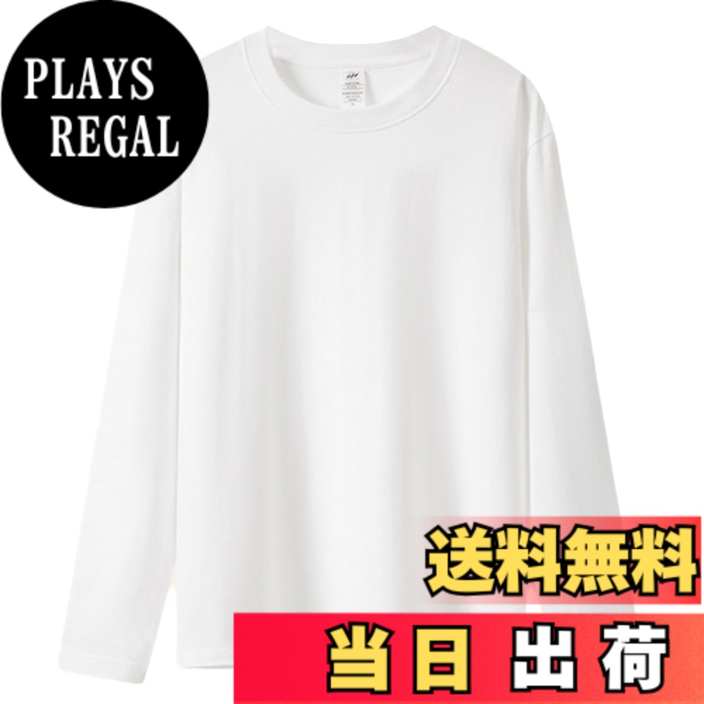 長袖 - 【送料無料】[Volen] Tシャツ レディース 長袖 トップス 綿100％ クルーネック カットソー 無地 シンプル 着まわし力 着痩せ 重ね着 ゆったり 通勤 通学 色：ホワイト、サイズ：XL