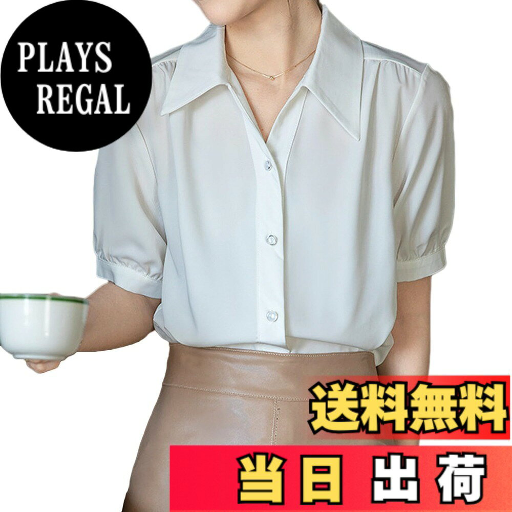 乐天商城 - 【送料無料】[Niliv] ワイシャツ ブラウス レディース シャツ半袖 トップス エレガントカジュアル 前開 柔らかい おしゃれ ゆったり オフィス半袖 夏 色：ホワイト、サイズ：L