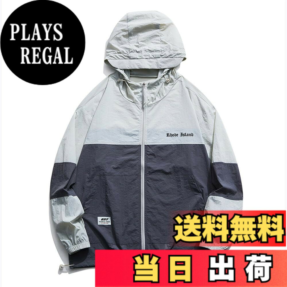 Jacket - 【送料無料】[Froyland] ジャケット メンズ 夏 ウインドブレーカー ナイロン 薄手 大きいサイズ ゆったり おしゃれ パッチワーク アウター カジュアル スポーツ 日焼け 冷房 アウトドア グレー3180 Lサイズ 色：グレー3180、サイズ：L