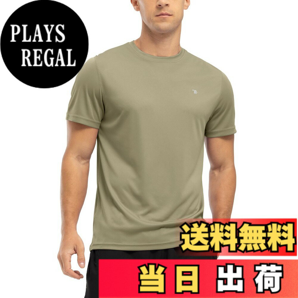 Other - 【送料無料】[YSENTO] ランニングシャツ メンズ トレーニングウェア 半袖 クルーネック スポーツシャツ ジムウェア ストレッチ ドライ Tシャツ UVカット フィットネス T-シャツ アウトドアシャツ 色：カーキ、サイズ：XL