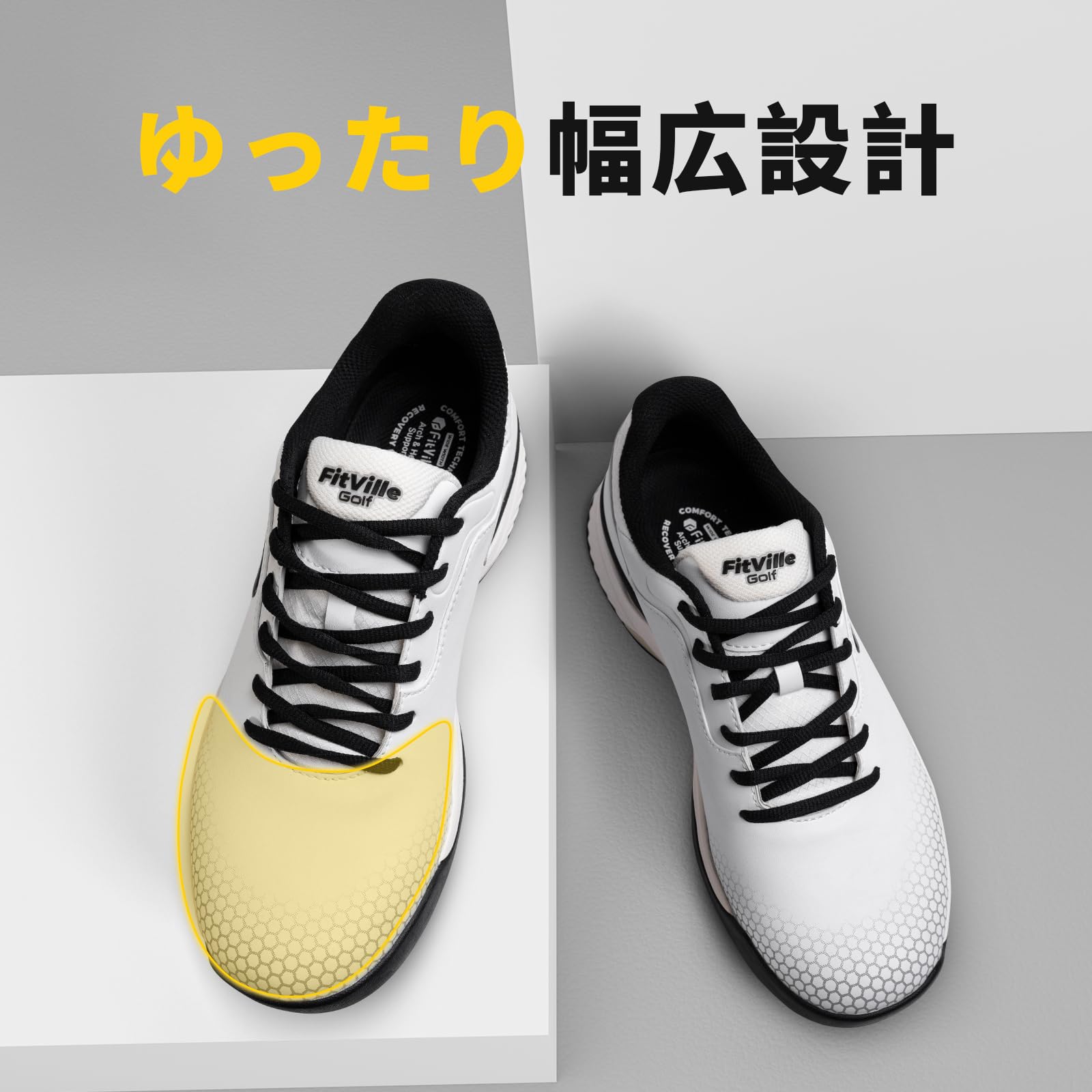 【送料無料】[FitVille] 幅広 ゴルフシューズ メンズ 2E 4E ゴルフ用 スニーカー ...