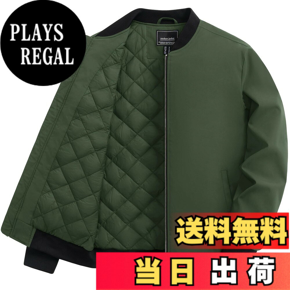 【送料無料】[TACVASEN] ジャケット メンズ 冬 バイク ジャンパー 作業着 防寒 ブルゾン パイロット 登山 中綿入れ 秋 カジュアル スタジャン 防風 アウター 仕事着 色：ミリタリーグリーン、サイズ：XL