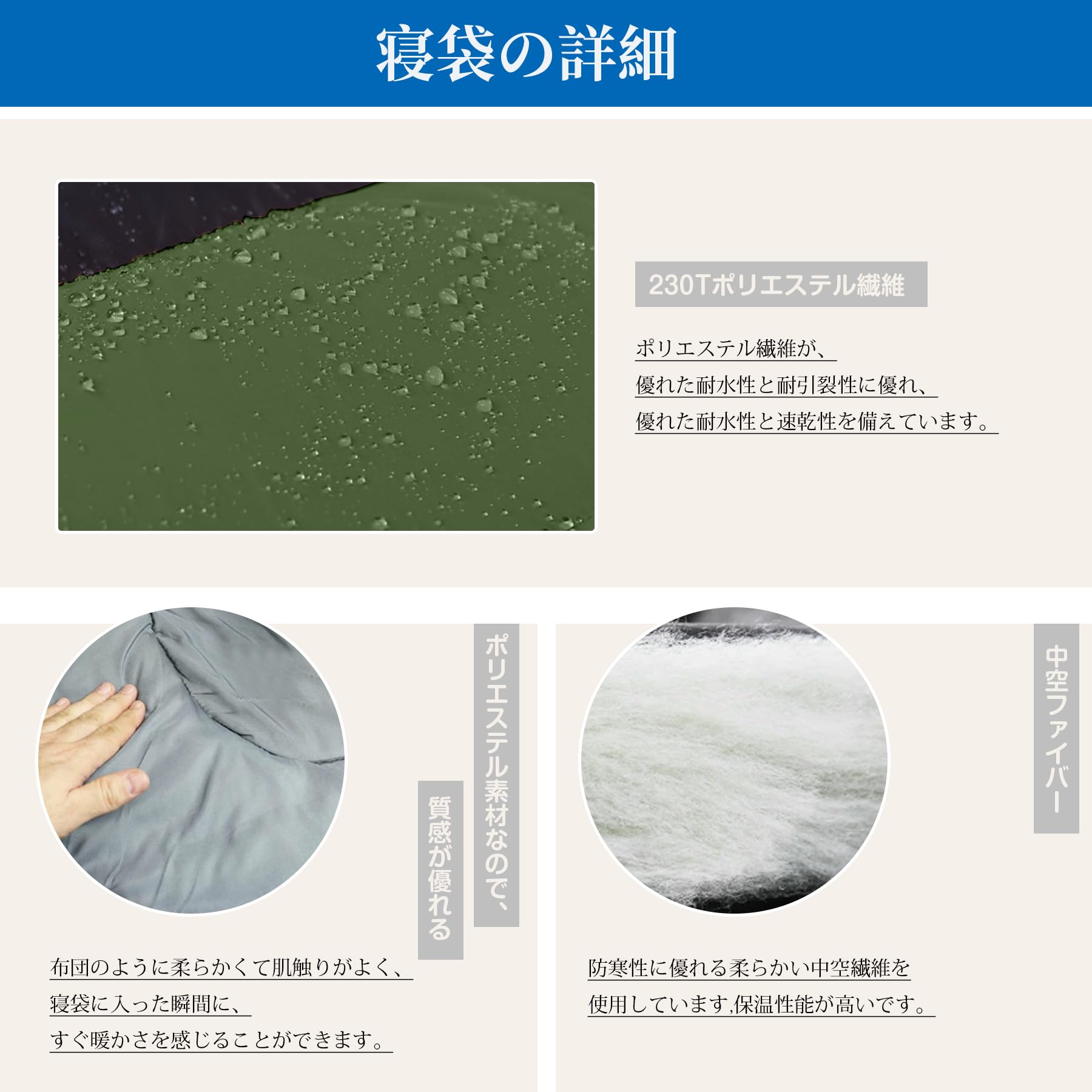 【送料無料】HOSUR 寝袋 シュラフ 封筒型 軽量 230T防水超暖かい コンパクト簡単収納 登山 車中泊 防災用 アウトドア キャンプ 丸洗い可能 収納袋付き 1KG/1.4KG/1.8KG 快適温度-5度-25度 収納袋付き 色：ブラック+ダークグリーン、サイズ：1KG plays23-11897052 PLAYS REGAL サンプル画像3