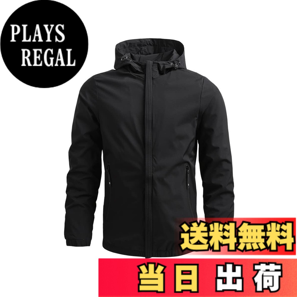 Jacket - 【送料無料】[GmrvaMen] メンズ ジャケット マウンテンパーカー ウインドブレーカー ジャンパー 登山ウェア 防風 登山服 作業着 撥水 軽量 フード付き カジュアル 着脱可 上着 秋物 サイクリング 通勤 コート 春 秋 冬用 色：ブラック、サイズ：3XL