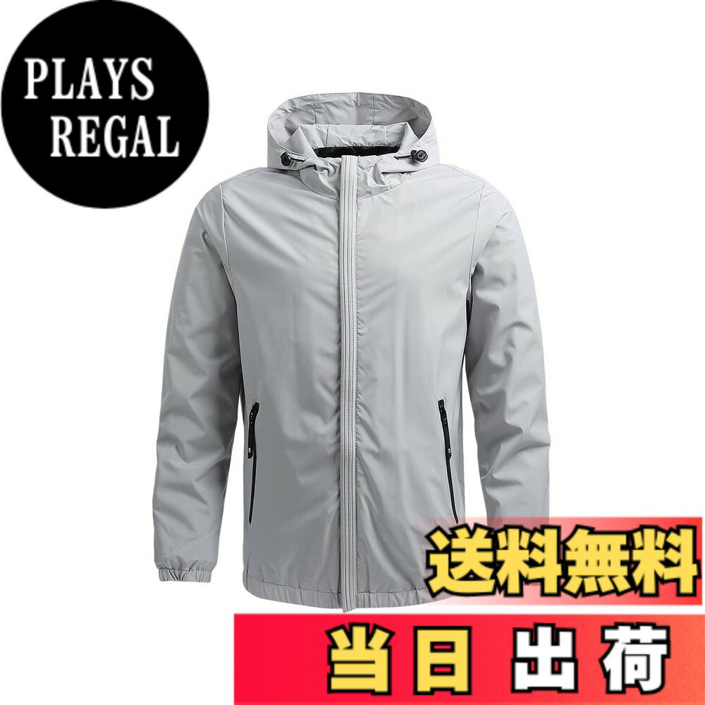 【送料無料】[GmrvaMen] メンズ ジャケット マウンテンパーカー ウインドブレーカー ジャンパー 登山ウェア 防風 登山服 作業着 撥水 軽量 フード付き カジュアル 着脱可 上着 秋物 サイクリング 通勤 コート 春 秋 冬用 色：グレー、サイズ：4XL