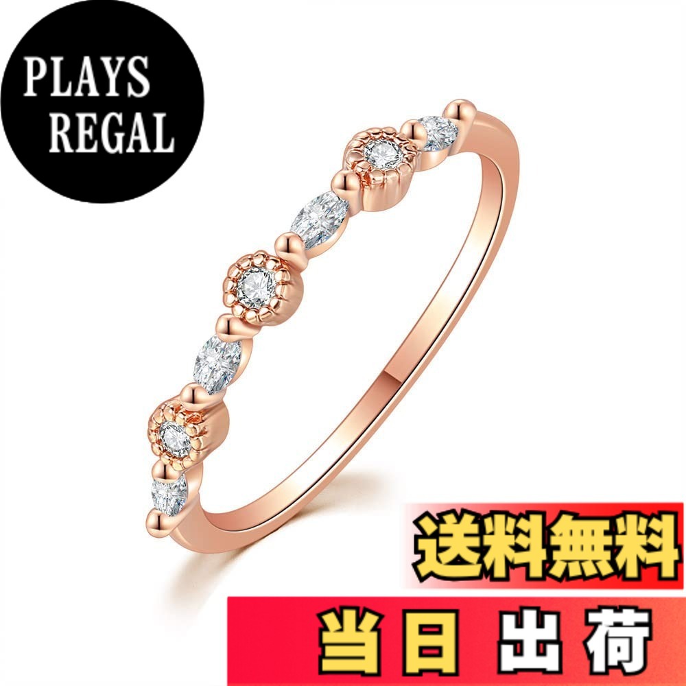 【送料無料】[MIKAMU] 指輪 レディース CZダイヤモンド 18金RGP 人気 細身 レディース リング 結婚指輪 婚約指輪 恋人 プレゼント 色：ピンクゴールド、サイズ：19