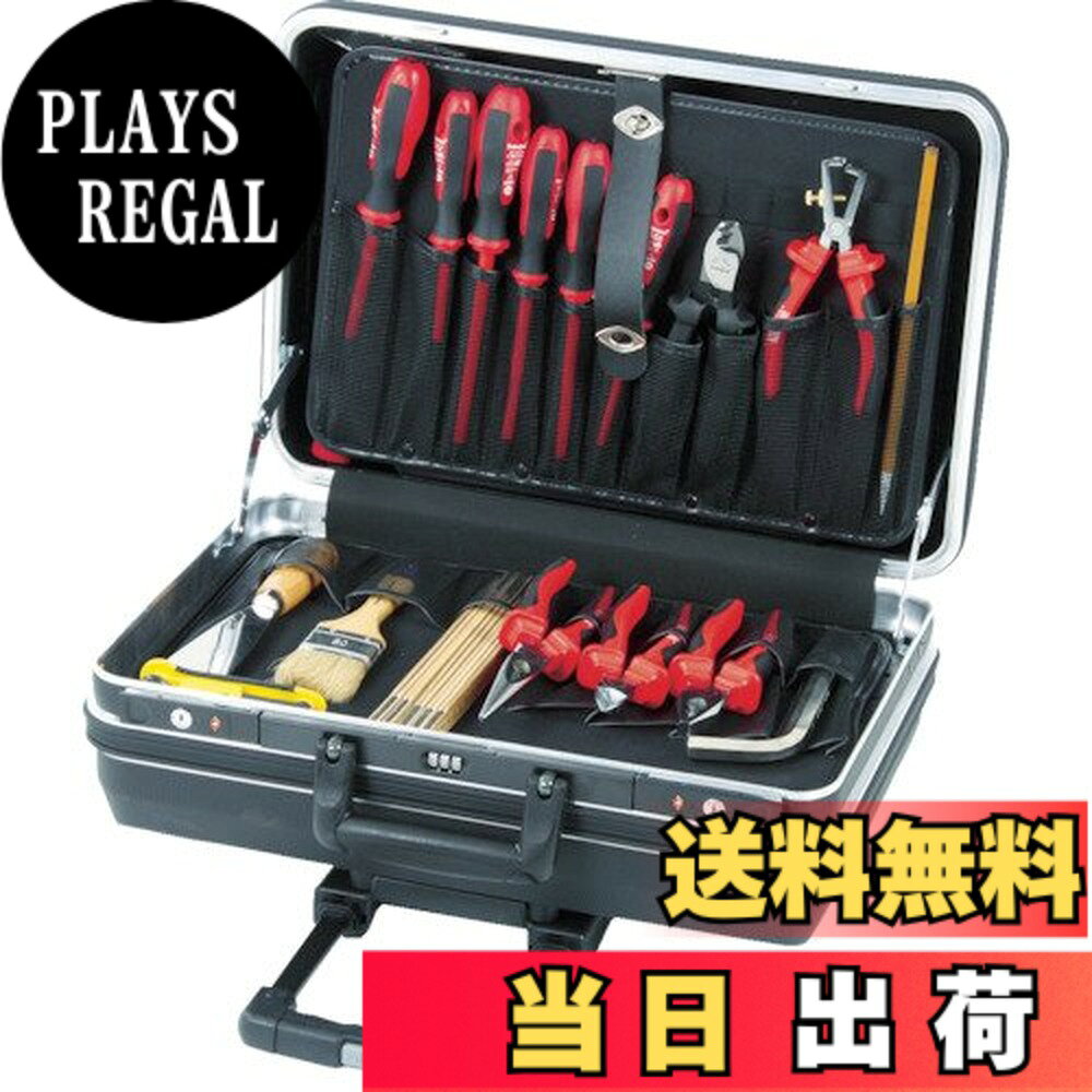 商品情報商品の説明ドイツ製のトップクオリティモデルです。 人間工学に基づく安定したハンドル付です。 3連ダイヤルロックと2つのフリップロックでケースのフタを固定します。 表面が特徴的なデザインです。 付属品のツールプレートは簡単に取り外しできます。 工具収納用、工具保管用。主な仕様 色：ブラック最大荷重重量(kg)：40br有効内寸(mm)間口x奥行x高さ：460x180x310br外寸(mm)間口x奥行x高さ：490x255x375br伸縮式ハンドル・キャスター付brTSAロック付brABS樹脂ツールプレート(3047668019):1枚