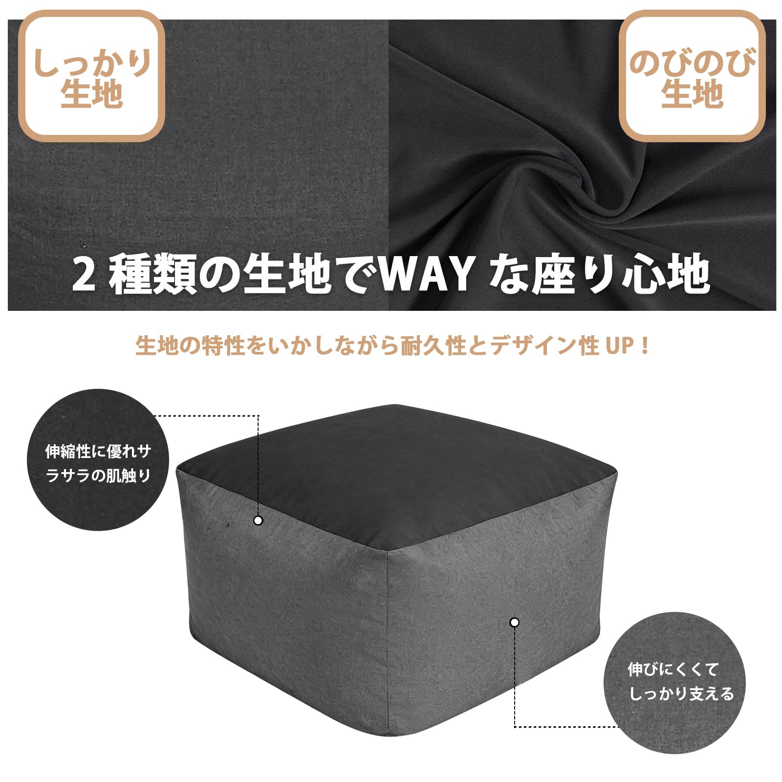 PLAYS REGALの【送料無料】ビーズクッション ソファ型 フロアソファ 座椅子 座布団 一人掛け ひとをだめにするクッション 軽量 洗えるカバー 無臭 bean bag 特大 体圧分散 色：ネイビー、サイズ：X-Large｜アングル3