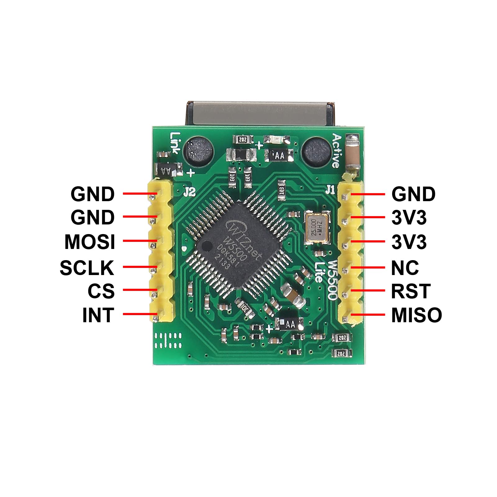 PLAYS REGALの【送料無料】ACEIRMC W5500 SPI to LAN イーサネットネットワークモジュール TCP IP STM32 インターフェイス 3.3V 5V Arduino WIZ820io RC5用 (3個) 色：3個｜アングル3