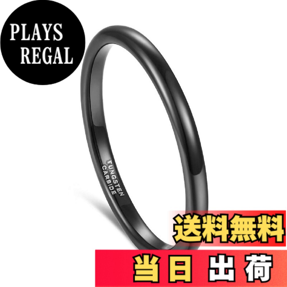 【送料無料】[Rockyu] ブランド 人気 指輪 ステンレス 金属アレルギー対応 メンズ 男 平打ち 婚約指輪 1号 ハワイアン 記念日 プレゼント 色：黒色-2mm