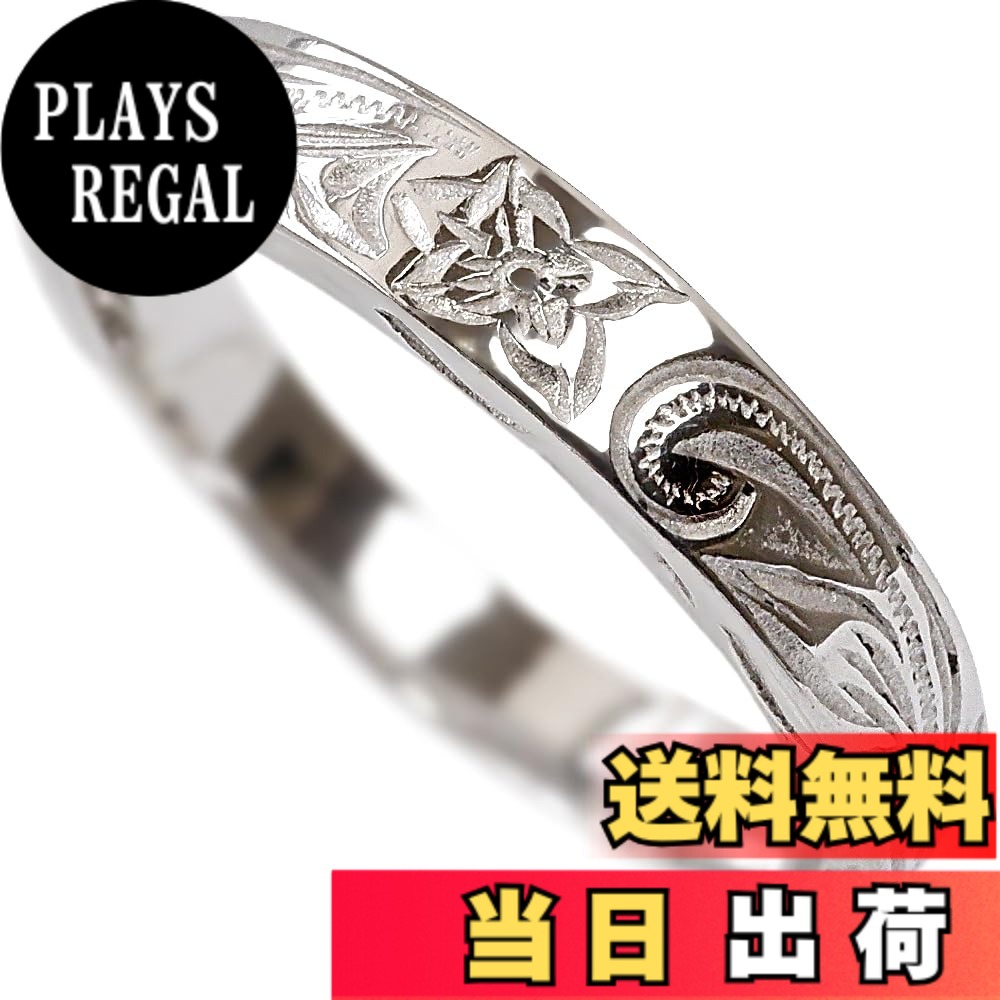 【送料無料】[ジュライス] 3mmタイプ ハワイアンジュエリー 指輪 リング スクロール レディース メンズ プレゼント 金属アレルギー対応 サージカル ステンレス 色：スチールシルバー、サイズ：21