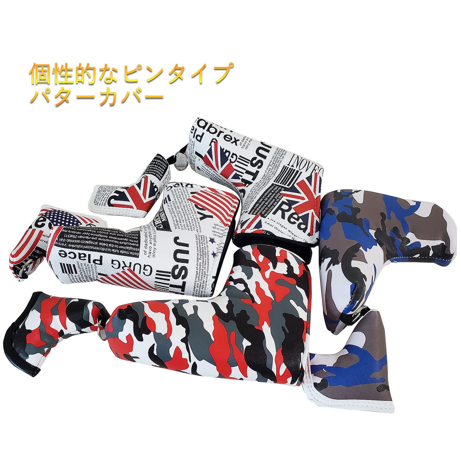 【送料無料】パターカバー ゴルフヘッドカバー カスタム キーリング付き ピンタイ...