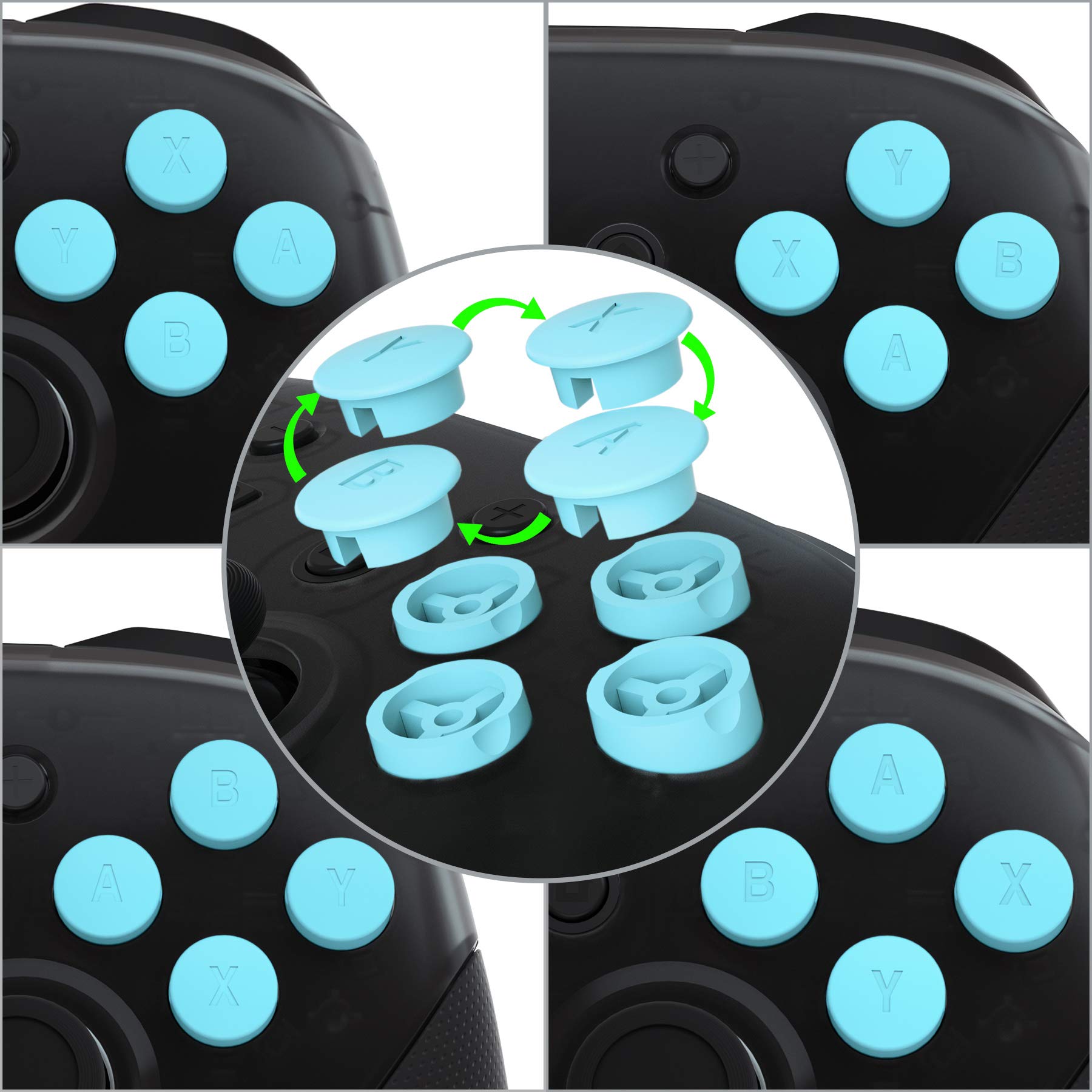 PLAYS REGALの【送料無料】eXtremeRate Switch Proコントローラーに対応用の交換可能ABXYボタン、NS Proコントローラーに対応用DIY交換用ABXY-コントローラーは含まれていません 色：スカイブルー、サイズ：ABXYボタン｜アングル3