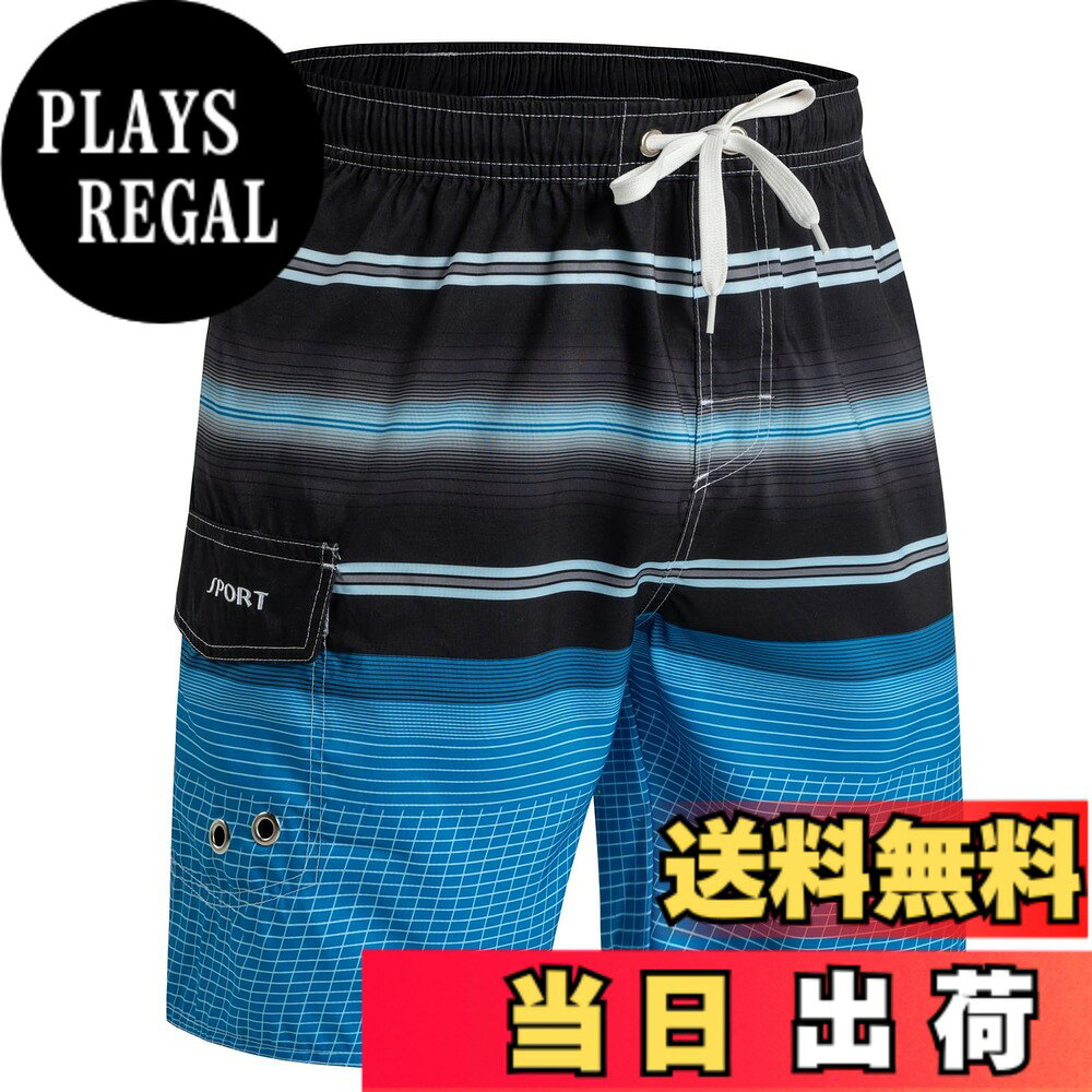 【送料無料】[KEFITEVD] 水着 メンズ 海水パンツ 速乾 夏服 大きいサイズ サーフパンツ メッシュインナー 水陸両用 撥水 海パン ウエストゴム トランクス ポケット付き ボードショーツ 色：ブラック/ブルー、サイズ：4XL