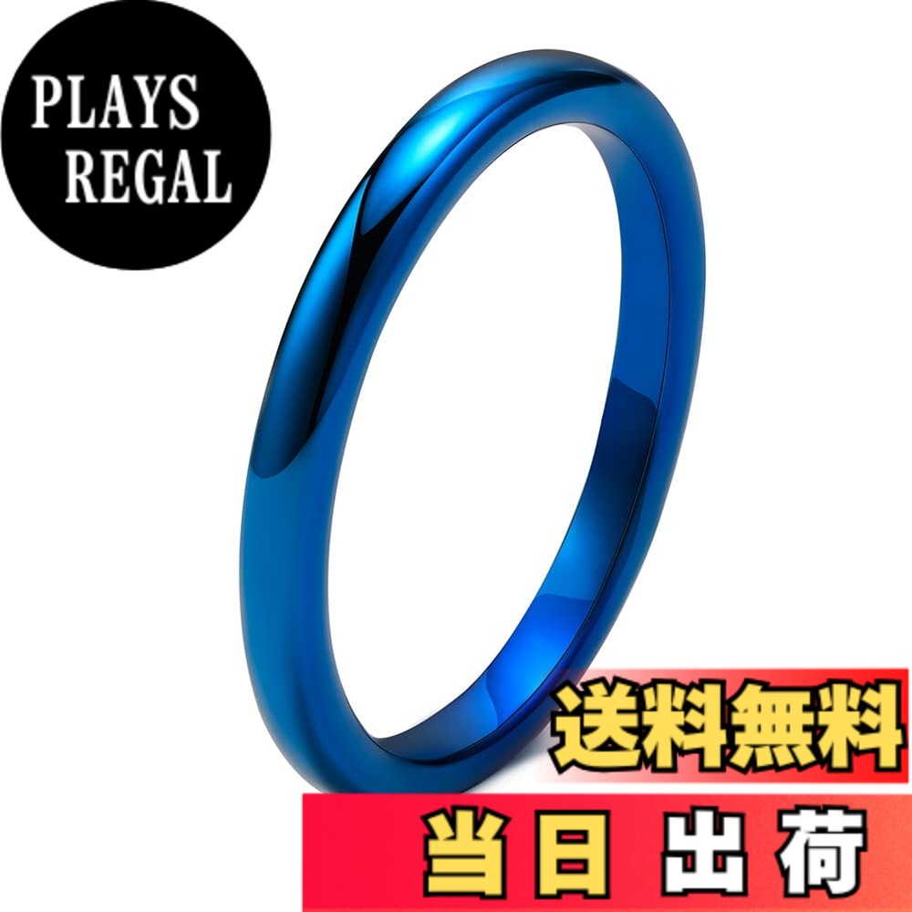 【送料無料】[Rockyu] ブランド 人気 タングステン 指輪 レディース リング メンズ シンプル ブラック シルバー ピンクゴールド 細身指輪 幅2mm おしゃれ ファッションアクセサリー 色：ブルー
