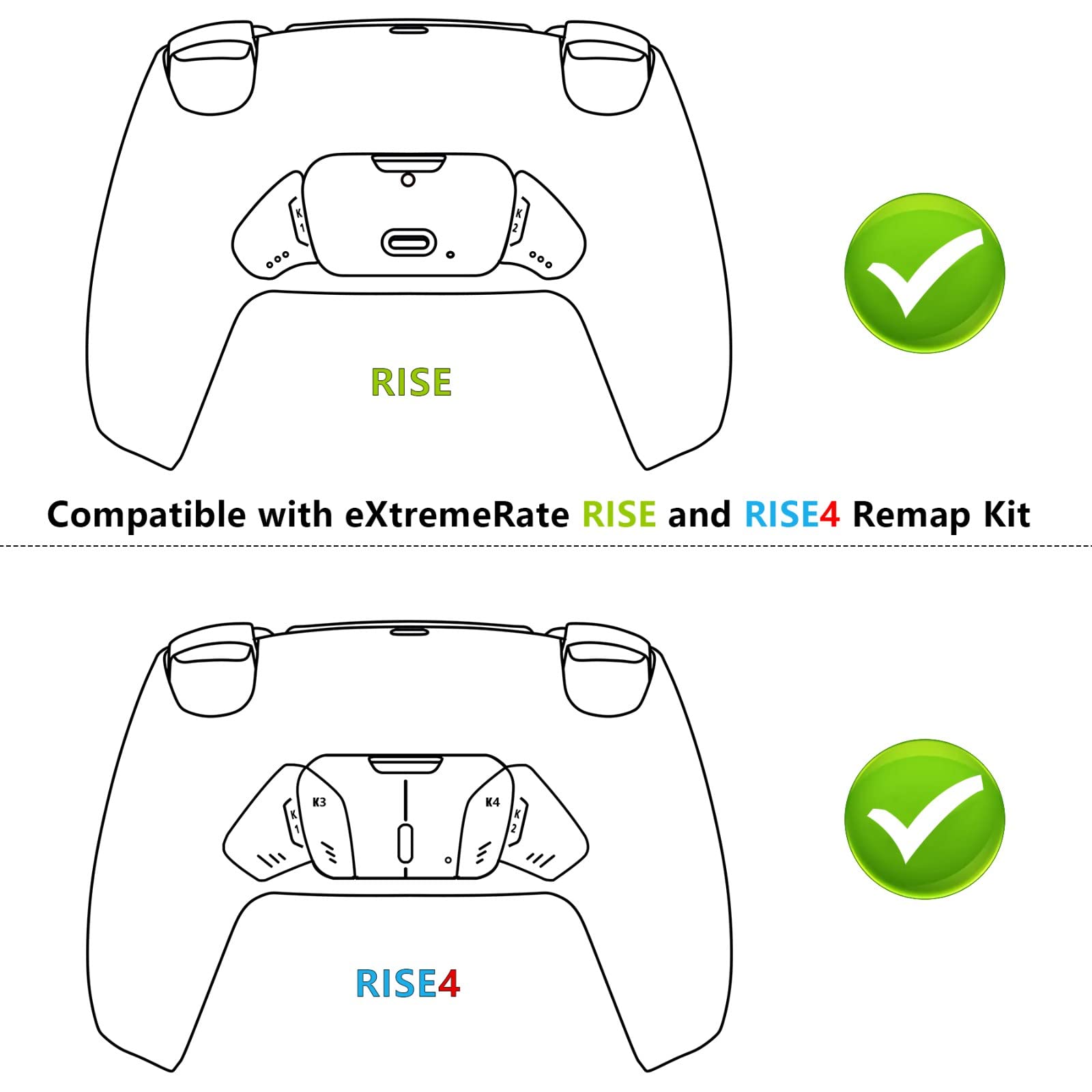 PLAYS REGALの【送料無料】ps5BDM-010&BDM-020&BDM-030&BDM-040&BDM-050コントローラーに対応用の再設計されたパフォーマンス黒いラバーグリップ背面シェル、eXtremerate RISEリマップキット-コントローラーとRISEリマップボードは含まれていません 色：レッド、サイズ：混色｜アングル2