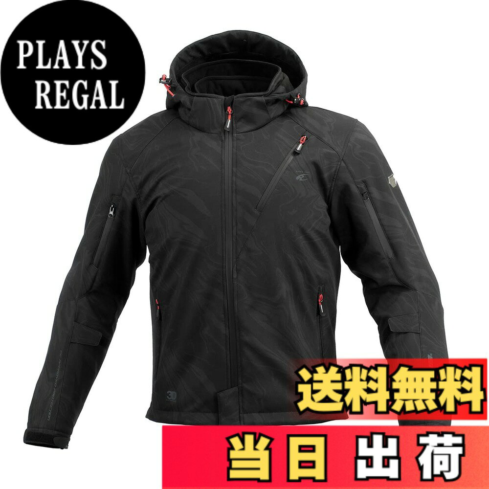 Rakuten - 【送料無料】[コミネ] バイク用 プロテクトソフトシェルウィンターパーカ-イフ JK-579 JK-5791 JK-5792 JK-5793 秋冬春向け 防寒 CE規格レベル2 CE規格 ストレッチ素材 防風 プロテクター 色：Neo Black Marble、サイズ：3XL