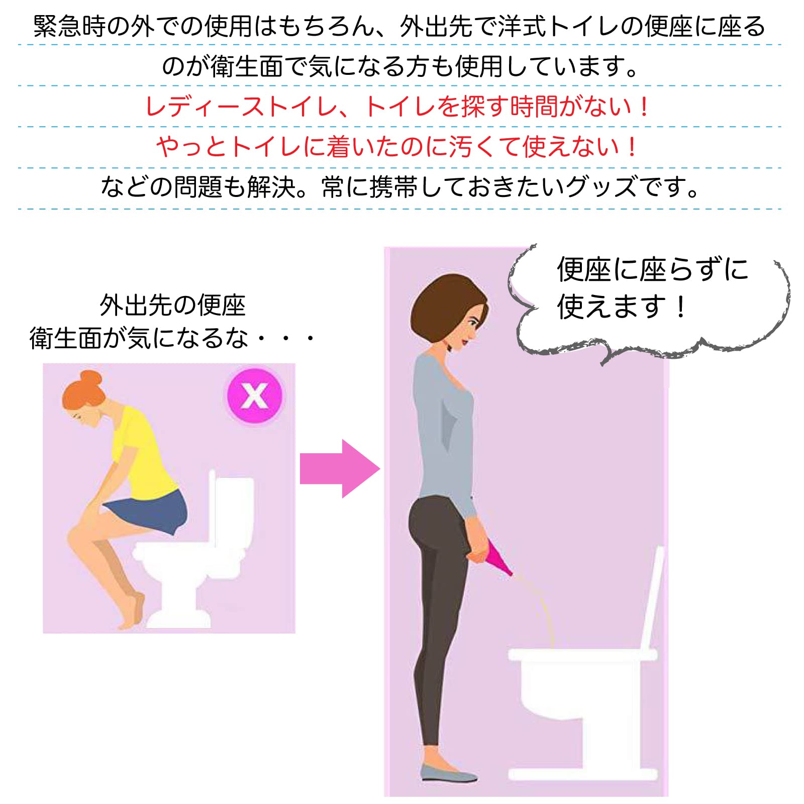 【送料無料】(RONGUI) ケース付き 携帯トイレ 女性用 簡易トイレ 立ち小便器 災害用 防災グッズ 登山 妊婦 緊急トイレ 色：ブルー plays23-11683810 PLAYS REGAL サンプル画像3