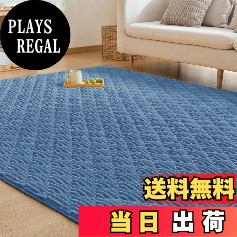 【送料無料】CHOSHOME カーペット ラグ 極厚25mm ラグマット 絨毯 厚手 オールシーズン 滑り止め 防音 ふわっと手触り 撥水加工 北欧 洗える フランネルラグ 床暖房 ホットカーペット対応 無地 防ダニ 防臭 ラグ 色：ネイビー、サイズ：190*190cm