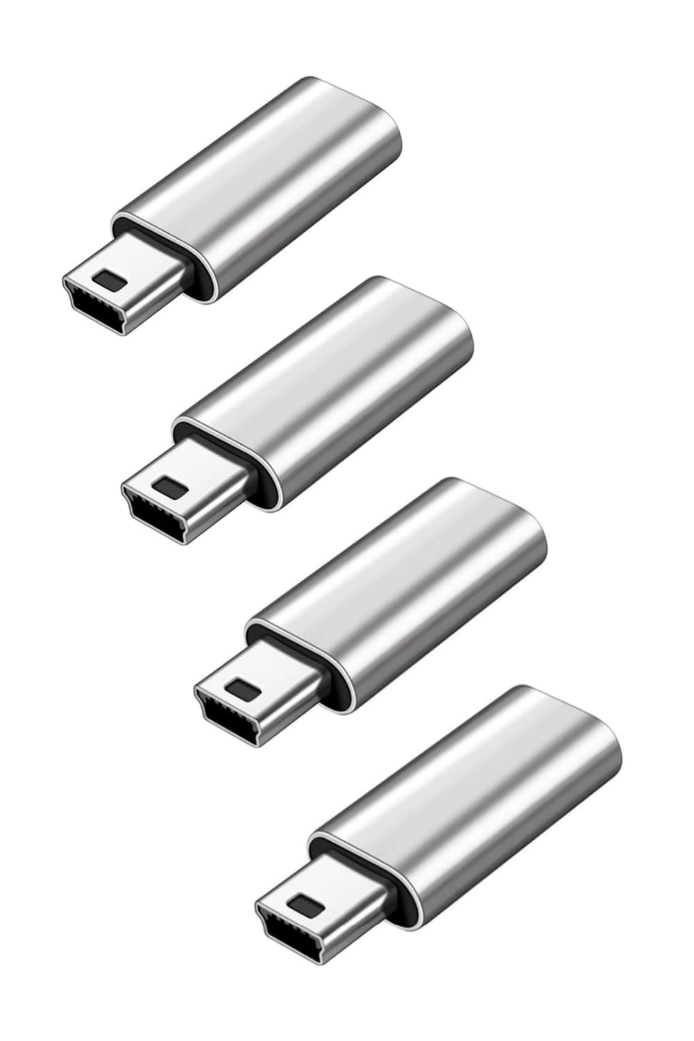 YFFSFDC USB C to ミニUSB 変換アダプタ 2個セット USB C (メス) - Mini USB(オス)アダプター USB Mini Bオスto USB C 変換コネクタ 充電とデータ転送 変換アダプター 色：シルバー 4個セット