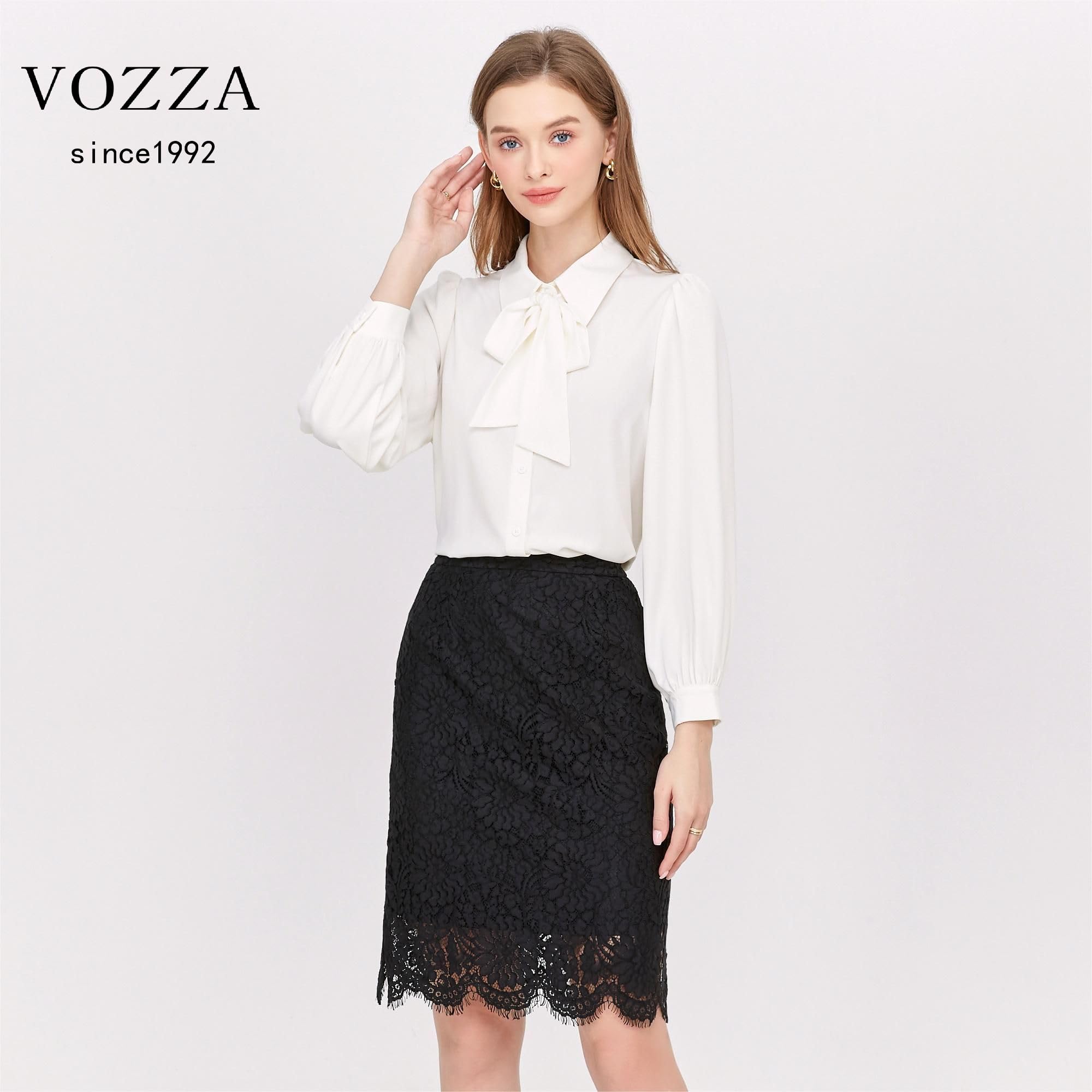 【送料無料】[VOZZA] リボンタイ 取り外し可能 ブラウス レディース ボウタイ シフ...
