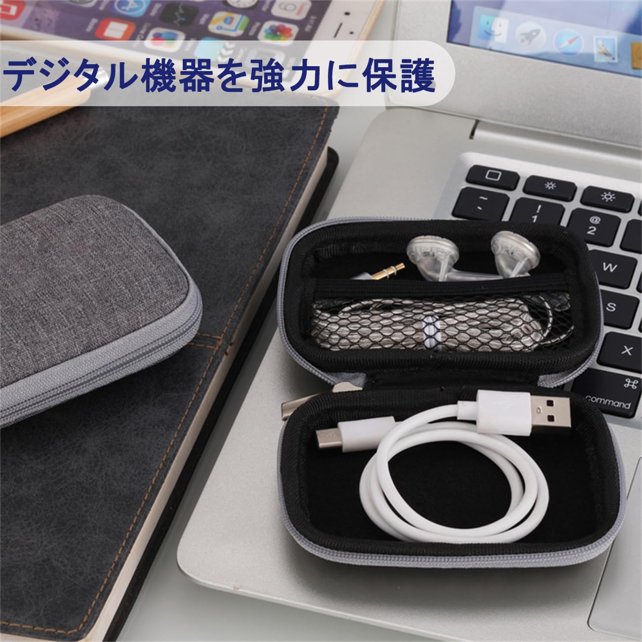 【送料無料】VitalBloom イヤホンケース 収納ボックス イヤピース小物入れ ポーチ 用ハードケース 旅行バッグ 捨てられない収納の福音(ケース) 色：グレー、サイズ：100 x 75 x 30 mm plays23-10491804 PLAYS REGAL サンプル画像3