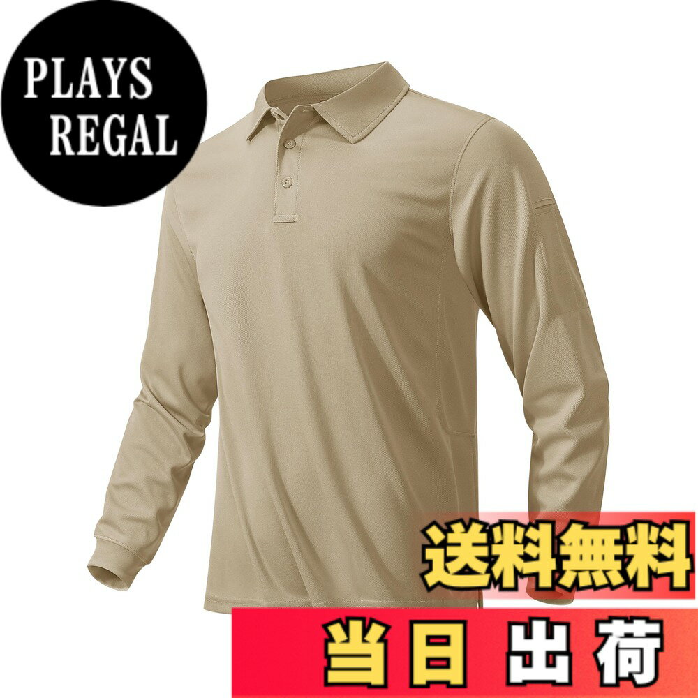 Rakuten - 【送料無料】[KEFITEVD] ポロシャツ メンズ 長袖 無地 速乾 ゴルフ tシャツ おしゃれ スポーツ カジュアル ビジネス トップス ポケット付き 春秋 色：カーキ、サイズ：L