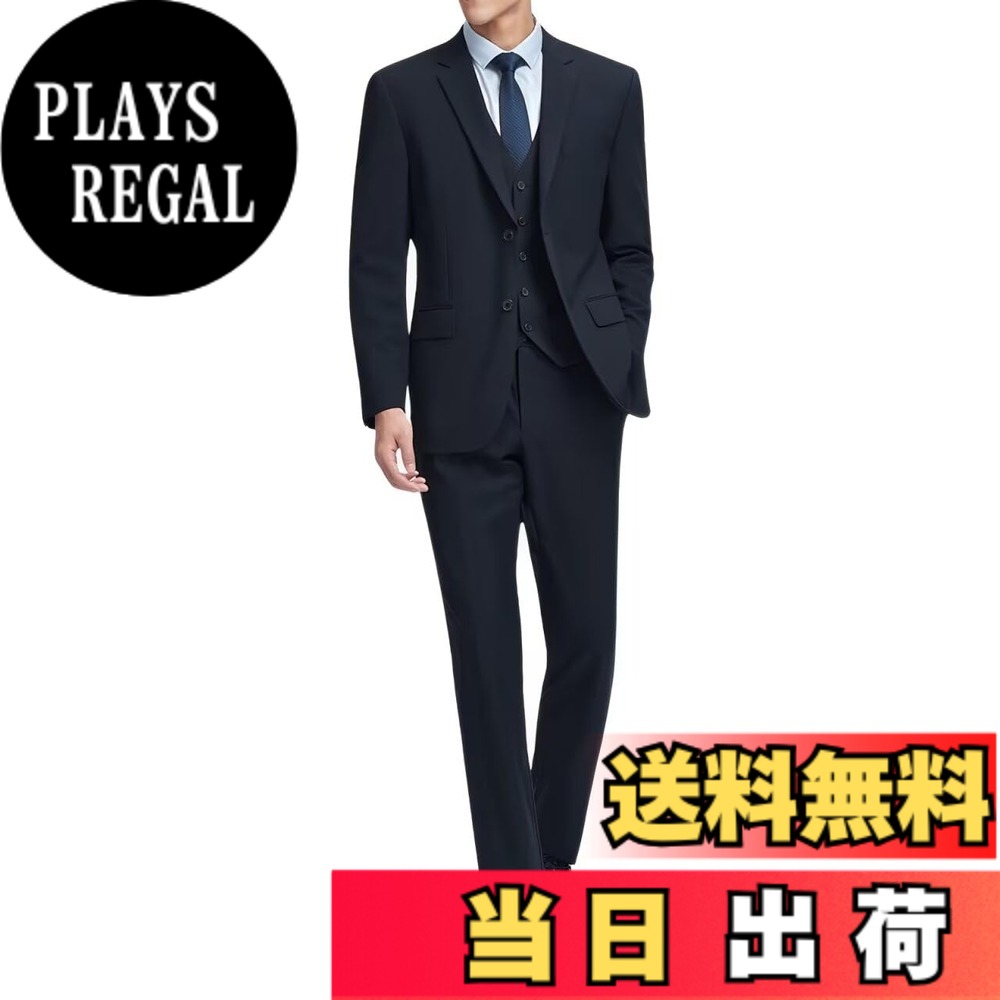 【送料無料】[YAYOKYA] スーツ メンズ 3点 上下セット ビジネススーツ 2つボタン 就職 フォーマル 礼服 結婚式 喪服 無地 大きいサイズ スリム オールシーズン対応 無地 M-6XL 色：ブラック、サイズ：M