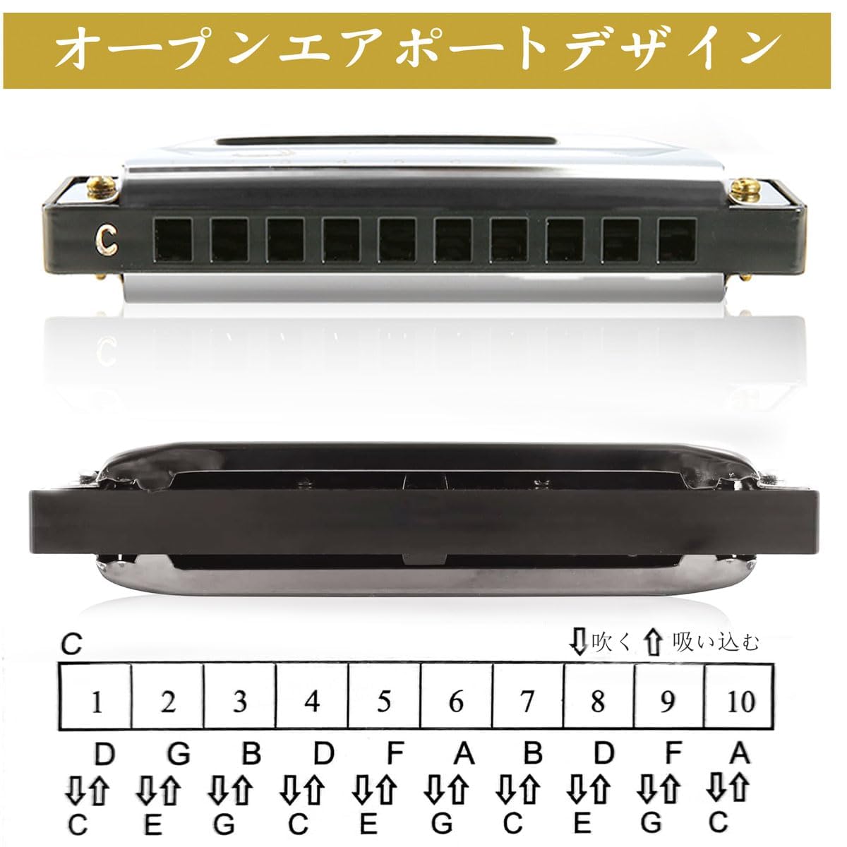 【送料無料】EVERJOYS ダイアトニックハーモニカ 10ホール ブルースハープ ケース...