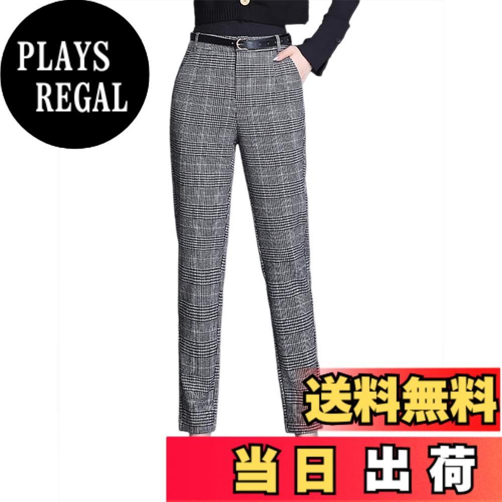 【送料無料】[syvent] テーパードパンツ チェック柄パンツ タイトパンツ サルエルパンツ 大きいサイズ 9分丈 カジュアルパンツ サルエル ゆったり 30代 40代 グレンチェック 秋冬 春 秋 レディース 12F643 色：グレー、サイズ：M