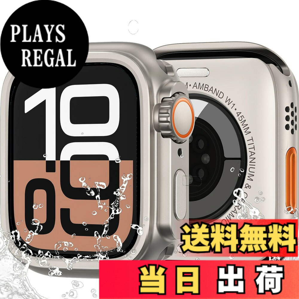 UIUIKA For Apple Watch 専用カバー アップルウォッチ保護ケース 対応 Series SE2/SE/6/5/4 強化ガラスフィルム+超耐衝撃PCフレーム 防水落下・衝撃・スクラッチ防止 高透過率 指紋防止 軽量スリム設計 色：チタンゴールド、サイズ：40MM