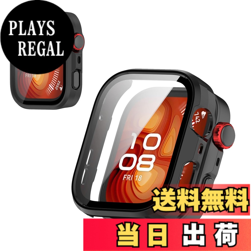 [Free Shipping] COROS Smartwatch Case Cover [KONXISA] Smartwatch Case + Film Integrated (PC Case + Tempered Glass Film) Easy to Attach and Detach High Transparency Scratch Resistant Shock Absorption Charging Possible While Installed Full Protection Color: Black, Size: HUAWEI WATCH FIT 4 Pro Case