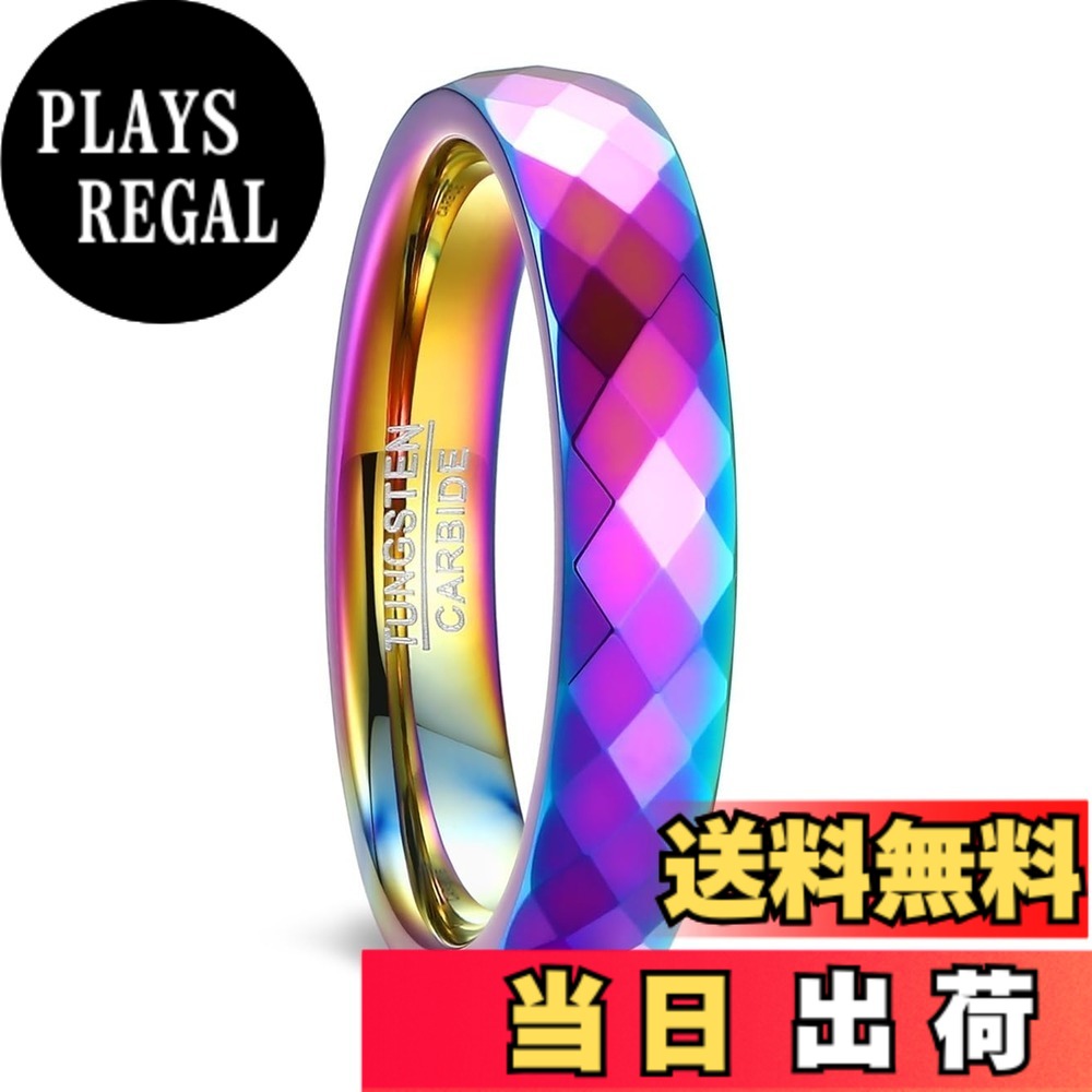 商品情報商品の説明主な仕様 1. 人気シリーズのカラーバリエーション 多くのお客様にご好評いただいているシリーズに、レインボーカラータイプを追加しました。2. ファセットカットデザイン 表面に多面カットを施し、光の当たり方によって表情が変わるデザインに仕上げています。3. レインボーカラーコーティング仕上げ 表面にはPVD加工を施しており、日常使いを想定した仕上げとなっています。 ※使用状況により、色味の変化が生じる場合があります。4. 4mm・6mmの2サイズ展開 細身から程よい存在感のある幅まで、お好みに合わせてお選びいただけます。5. タングステン素材を使用 比較的硬度の高い素材を使用しており、普段使いのアクセサリーとしてご使用いただけます。 ※強い衝撃や摩擦、水分の影響にはご注意ください。