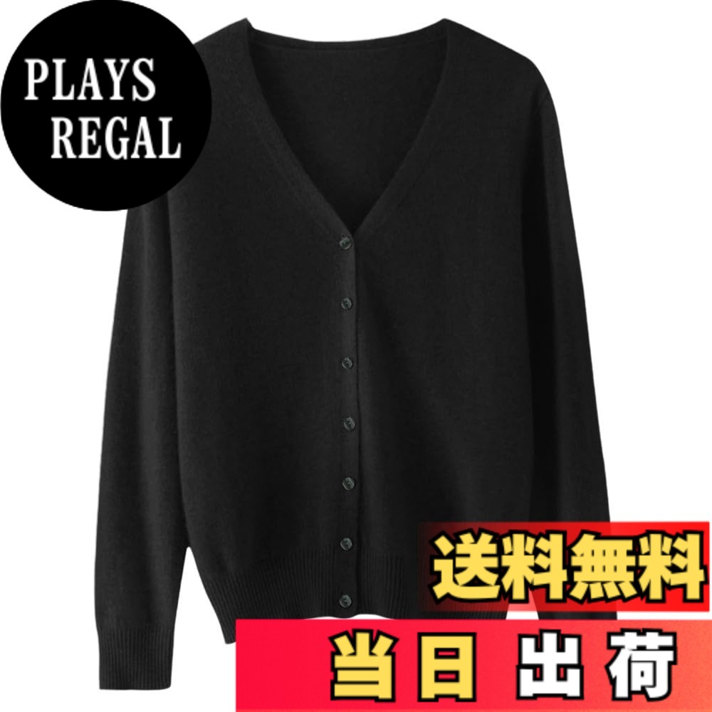 【送料無料】[ANGJ] カーディガン レディース Vネック ニット カシミヤタッチ 前開き 高伸縮 小顔 着痩せ 暖かい 冷房対策 羽織り 無地 コート カジュアル オフィス 通勤 日常 色：01#:ブラック、サイズ：M