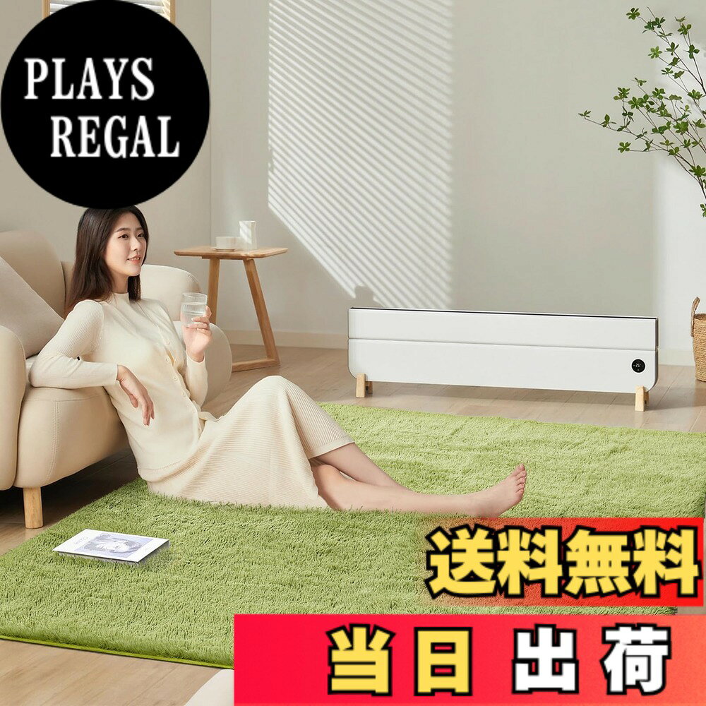 【送料無料】SOMANT カーペット ラグ 独自技術とデザインの抗菌防臭加工 色：グリーン、サイズ：185 x 185 cm (正方形)
