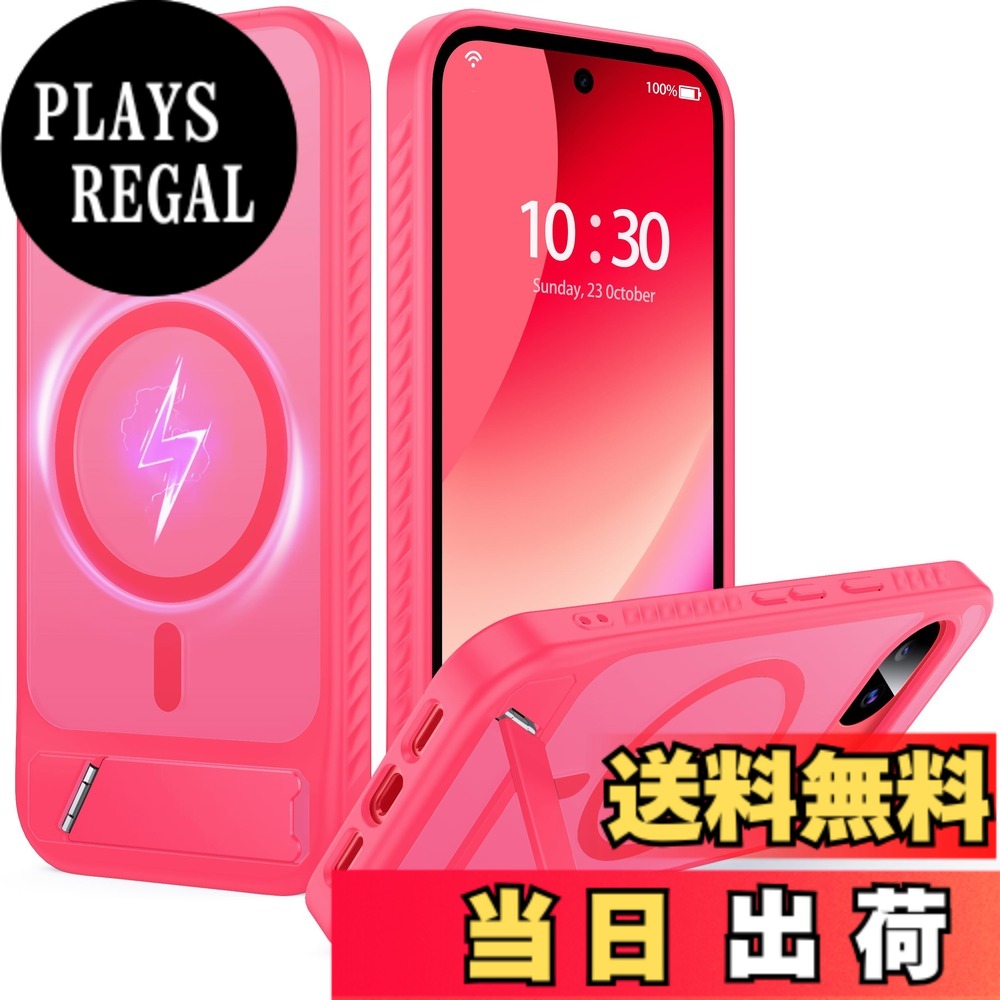 FNDMIL Google Pixel Series 用 カバー Mag-Safe対応 薄型 色：ローズピンクスタンド付き、サイズ：Google Pixel 10a