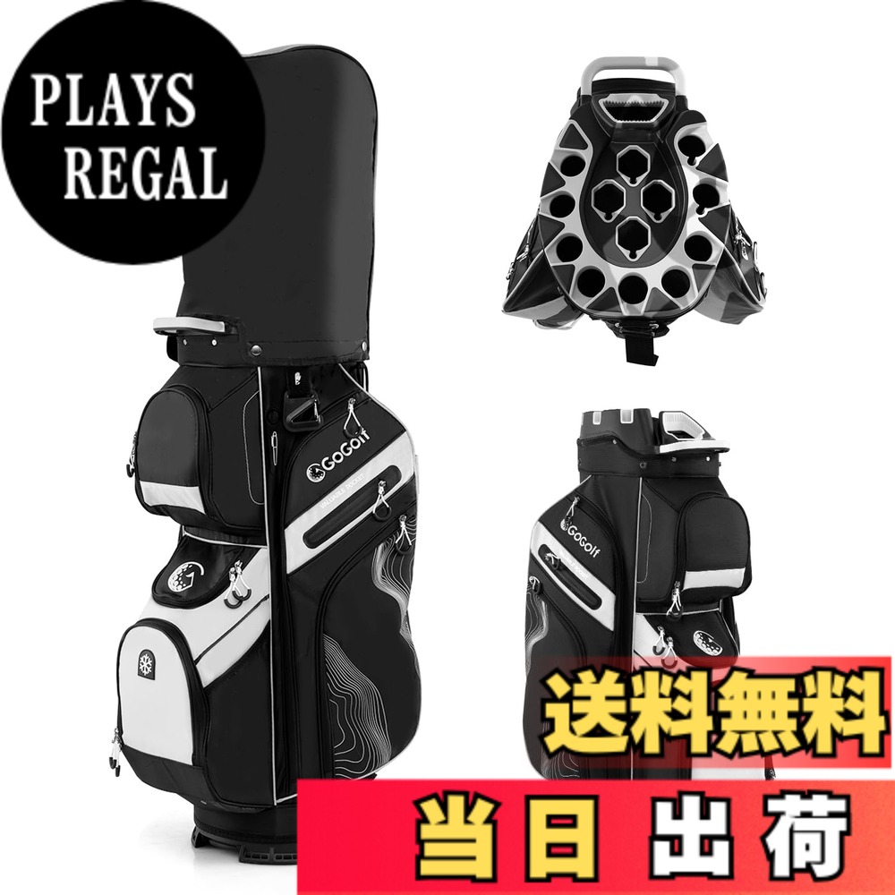 商品情報商品の説明====【こんな人にオススメ】==== ※初心者からベテランまで幅広く使える ※クラブを大切に保護したい方 ※荷物が多く、しっかり整理して持ち運びたい方 ※軽くて扱いやすいゴルフバッグを探している方 ※実用性とデザイン性を両立したバッグをお探しの方主な仕様 【商品仕様】●9.5型/47インチ対応/14分割●本体サイズ：幅27x奥行27x高さ127cm●本体素材：ポリエステル●本体重量：2.6kgbr♀【14分割フルセパレート構造】クラブが絡みにくい14分割のフルセパレート口枠を採用しており、1本ずつすっきりと収納できます。最大47インチまでのクラブに対応し、ゆったりとした9.5型サイズでクラブをスムーズに収納できます。さらに、わずか約2.6kgの軽量設計で、上部には持ち手も付いているため、カートへの積み降ろしやセルフプレイでの持ち運びも快適に行えます。♂【使いやすい11ヶ所の収納付き】飲み物を入れられる保冷ポケットや、貴重品を守る裏地付きの収納など、使いやすいポケットを11ヶ所備えています。季節によって必要なものも無理なく収納できるため、ラウンド中も荷物がすっきりまとまります。また、タオル、傘、手袋用のホルダーも付いており、プレー中にさっと取り出せて便利です。♀【セルフプレイにも最適】バッグ本体は軽量でありながら耐久性に優れており、長時間の移動でも快適に使用できる設計になっています。肩掛け用のショルダーストラップには厚みのあるパッドが入っており、肩への負担を軽減します。使用しないときは背面の専用ポケットにストラップを収納できるため、見た目もスマートな状態を保つことができます。♂【安心の防水仕様】急な雨でも安心してプレイができるよう、雨対策に撥水性の高い生地を使用しています。さらに、ジッパー付きのフードカバーが付属しており、クラブ全体をしっかり保護することができます。傘ホルダーも搭載されているため、雨天時にも対応しやすく、突然の天候の変化にもしっかり備えることができます。