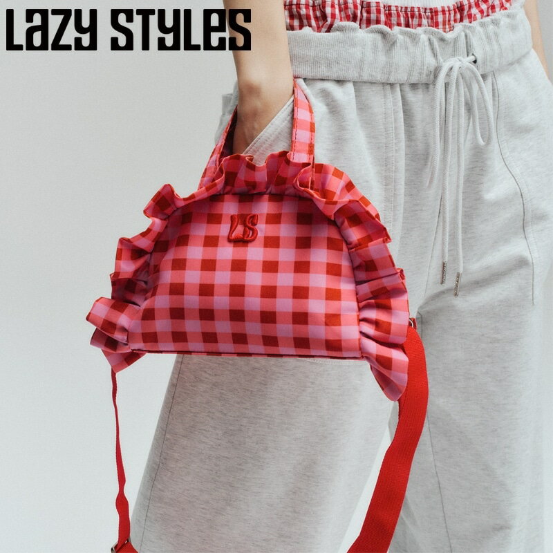 Rakuten - Lazy Styles レイジースタイルズ ギンガムチェック ミニショルダー Pink Red