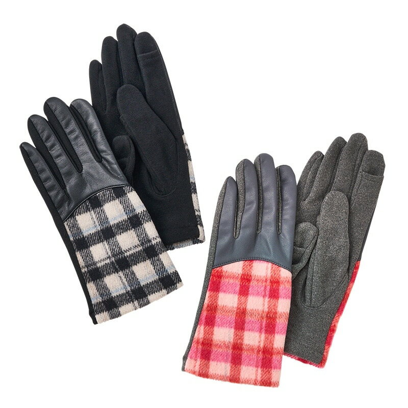 Chewiny チュウイニー 合皮チェックグローブ