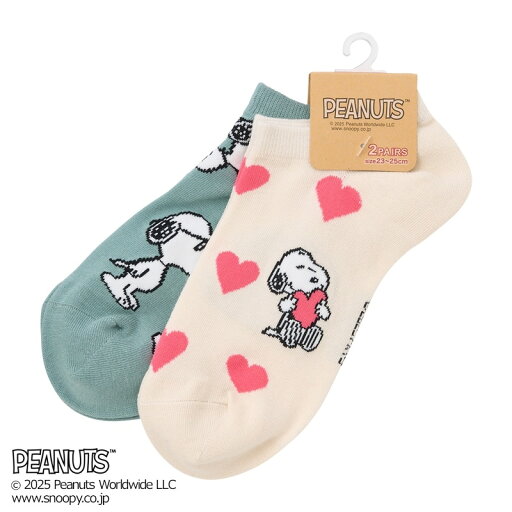 スヌーピー PEANUTS ソックス 2足セット アイボリー / ブルー スヌーピー PEANUTS ソックス 2足セット アイボリー / ブルー