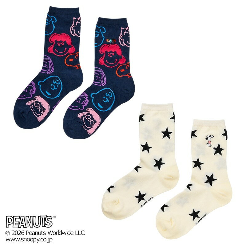 Rakuten - スヌーピー PEANUTS フェイスソックス 2足セット