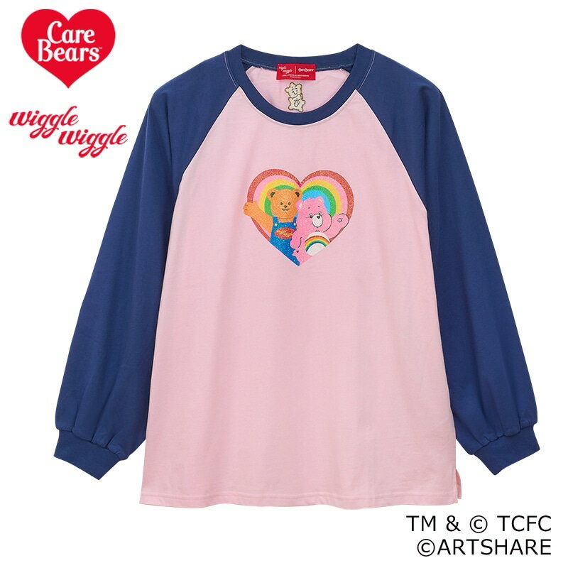 Rakuten - Care Bears ケアベア wiggle wiggle ウィグルウィグル ロングスリーブTシャツ ピンク×ネイビー