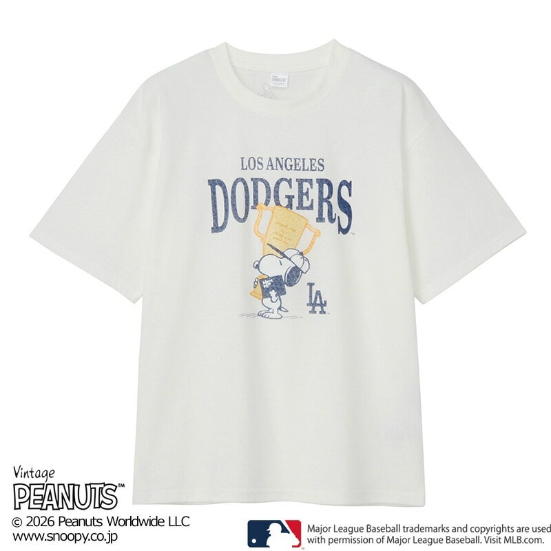 乐天商城 - MLB×スヌーピー PEANUTS Tシャツ ロサンゼルス・ドジャース