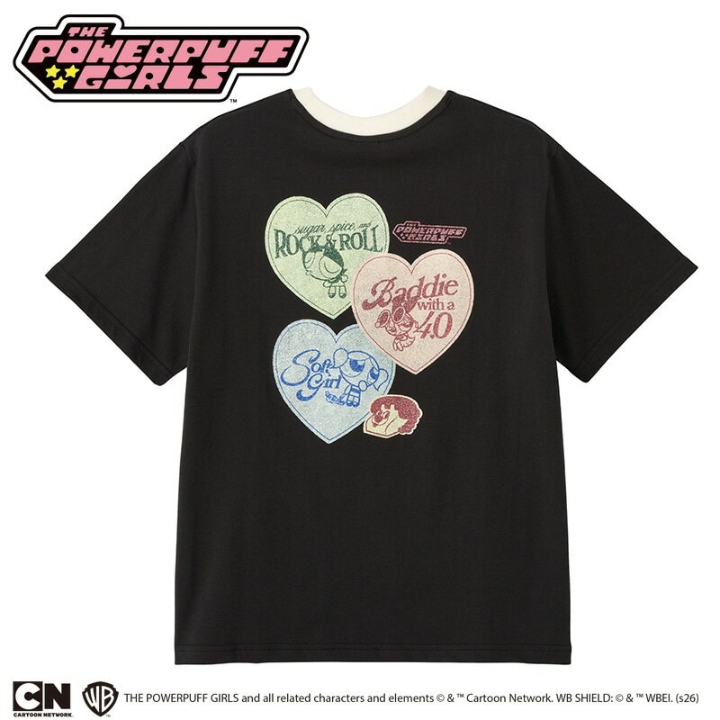 Rakuten - THE POWERPUFF GIRLS / パワーパフ ガールズ / リンガーTシャツ ブラックホワイト