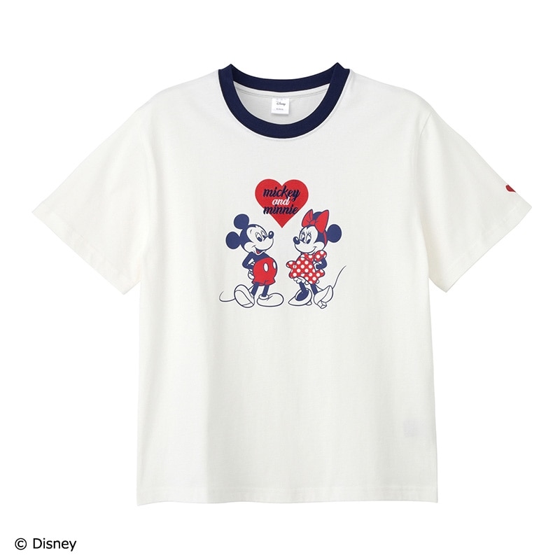 Rakuten - Disney（ディズニー）/ ミッキー＆ミニー / リンガーTシャツ オフホワイト