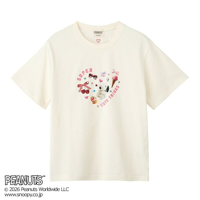 Rakuten - スヌーピー PEANUTS / フォトアイコンTシャツ バニラホワイト（ベーシック）