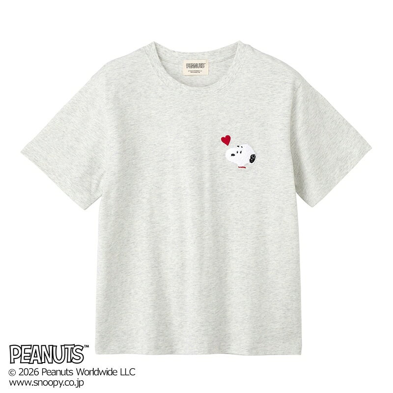 Rakuten - スヌーピー PEANUTS / Tシャツ サガラ刺しゅう アッシュ（ベーシック）