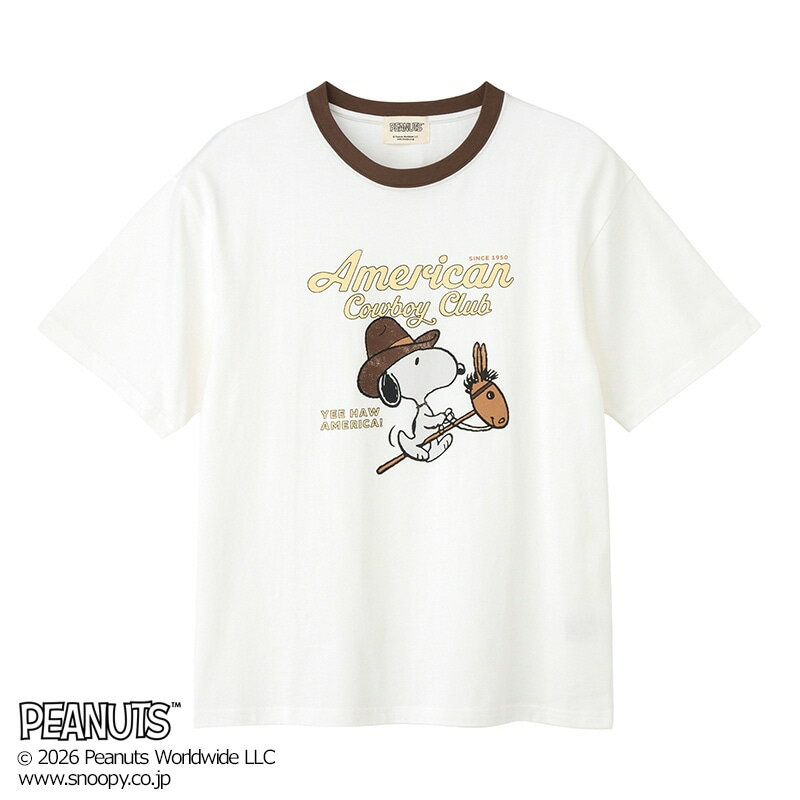 Rakuten - スヌーピー PEANUTS / カウボーイTシャツ オフホワイト（ワイド）