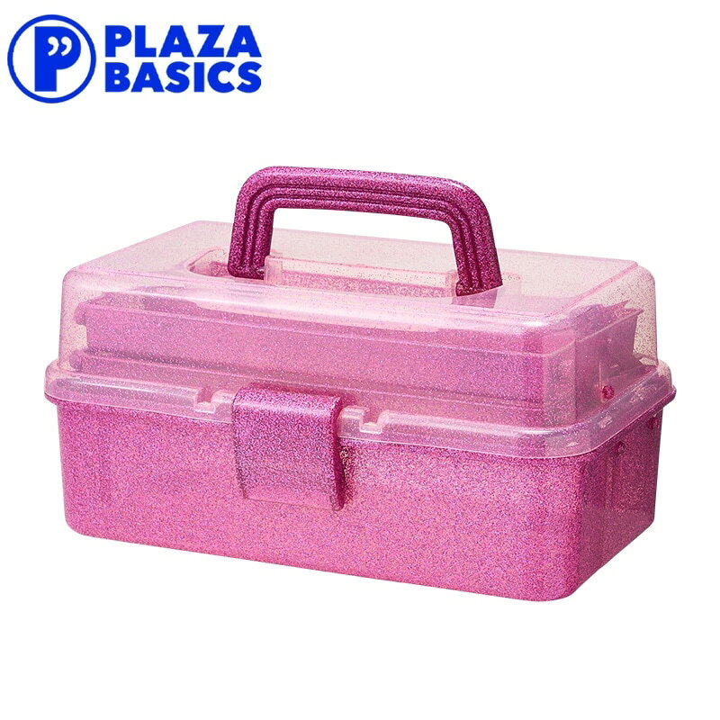 PLAZA BASICS バニティツールボックス ピンクグリッターM