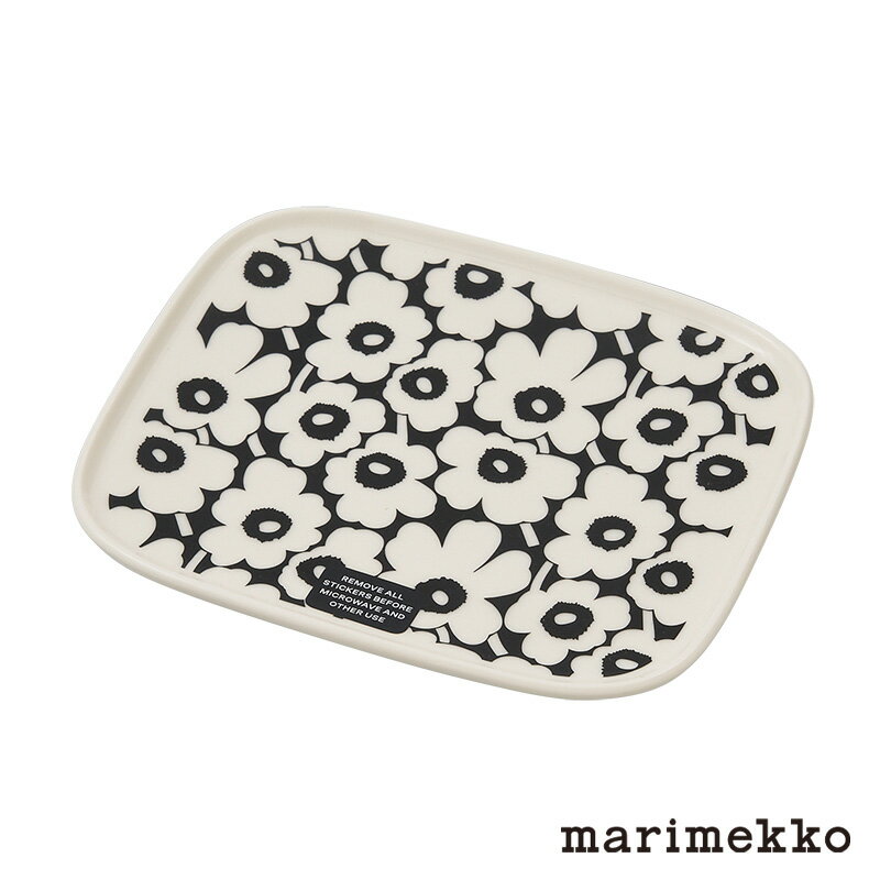 【Unikko 60th】marimekko マリメッコ プレート Pikkuinen Unikko ブラック×オフホワイトのサムネイル